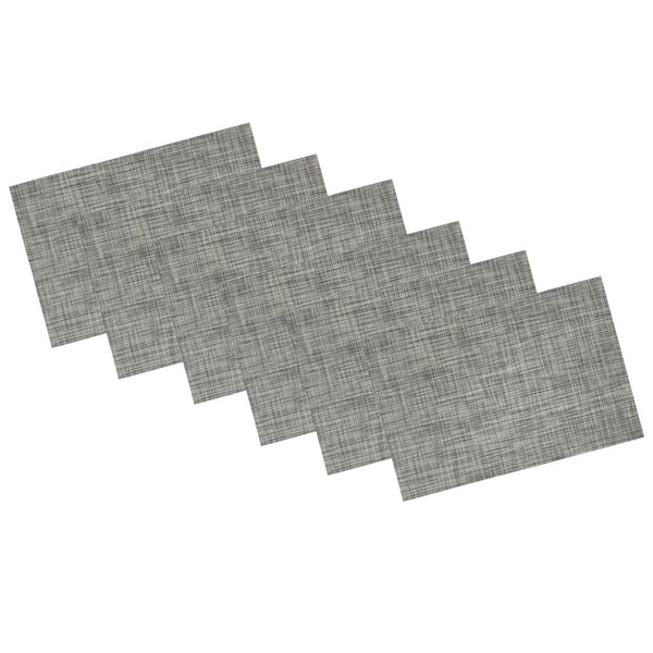 Kraftware EveryTable 18 in. x 12 in. Charcoal Woven PVC Placemat (Set of 6)