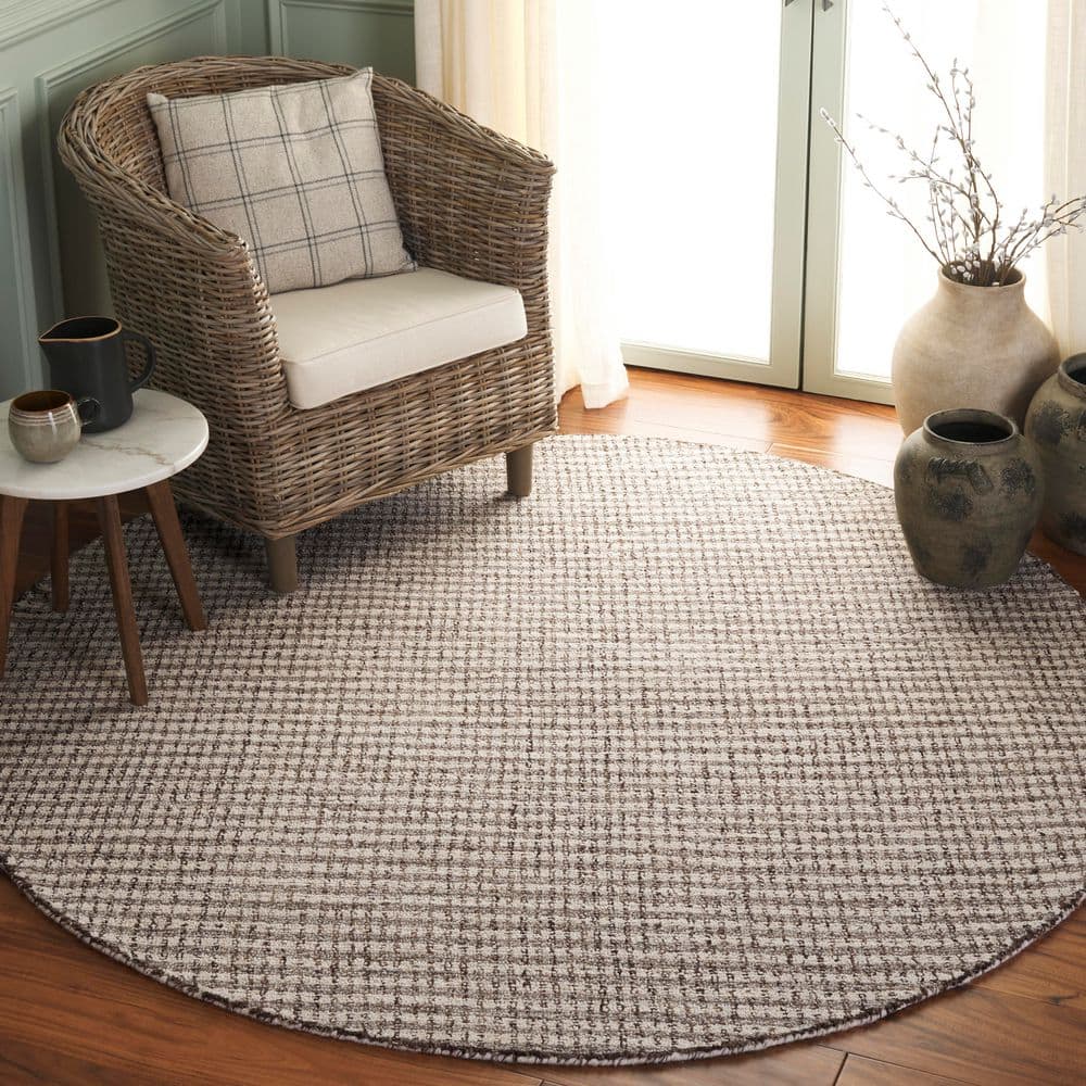Abstract 6 ft. x 6 ft. Round Beige/Gray Casual Grid Area Rug price history on PriceWatchPro