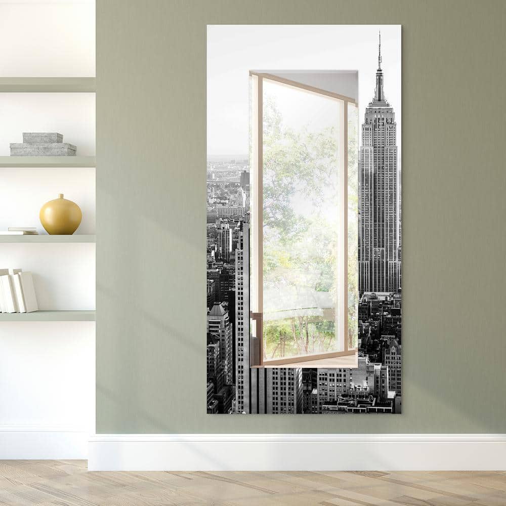Elegant Full-Length NYC Skyline Frameless Glass Mirror 72" x 36"