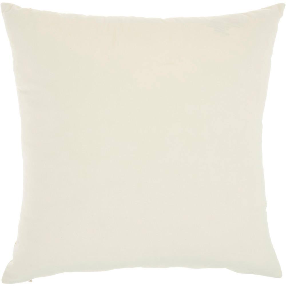 Ivory and Gold Embroidered Square Throw Pillow 18" x 18"