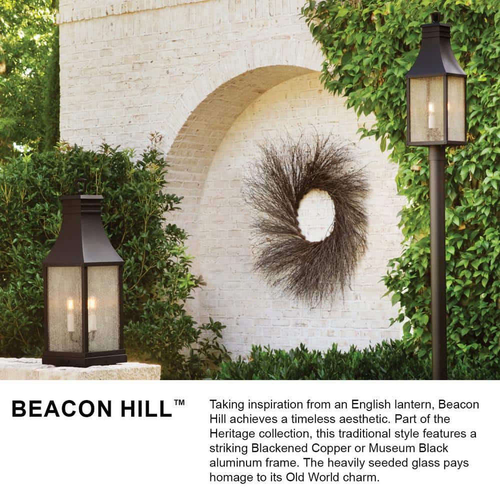 Museum Black Aluminum Outdoor Wall Light with Clear Seedy Glass