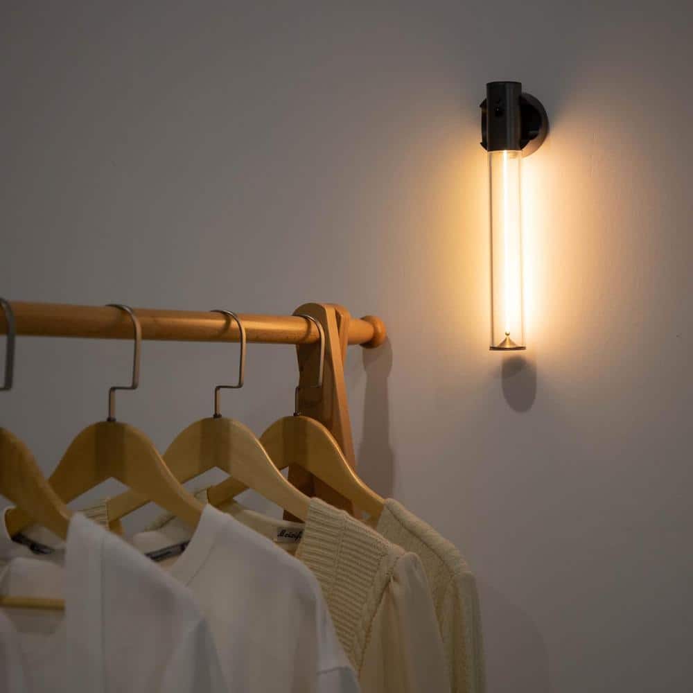 Gray Cylinder Battery Operated Dimmable LED Wall Sconce