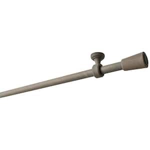 95 in. Intensions Single Curtain Rod Kit in Smoke with Saxy Finials and Ceiling Brackets