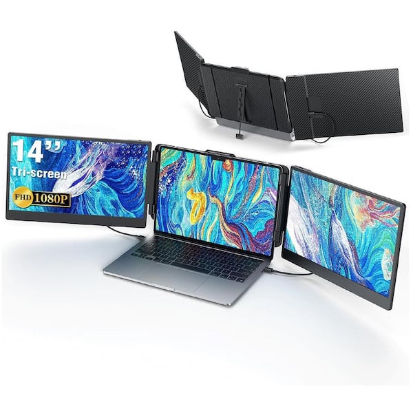 Triple Laptop Screen Extender 1080P FHD Portable Dual Monitor USB C HDMI for 13-17.3 Laptops Plug-Play