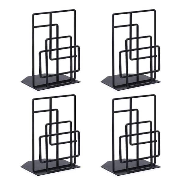 Black 4.5 in. x 7 in. Metal Window Lattice Design Bookend, 2 Pair