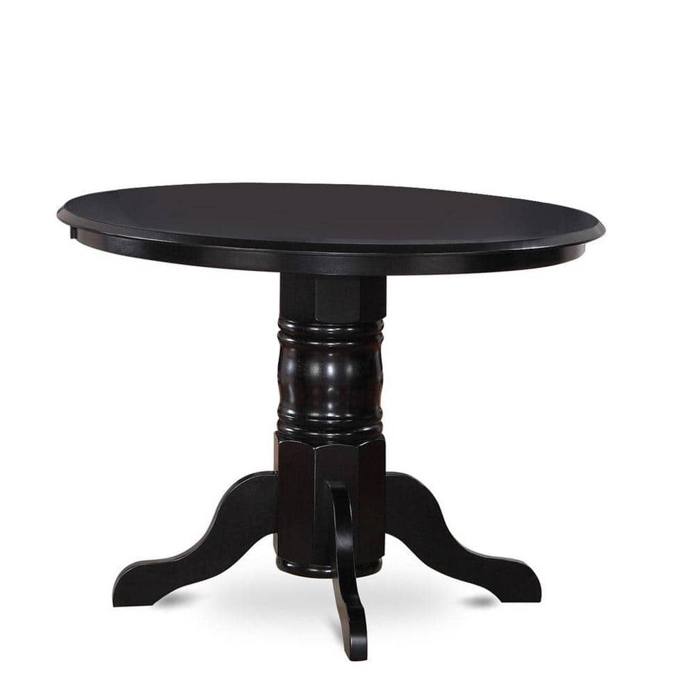 Sophisticated Black 5-Piece Round Dining Set with Linen Chairs