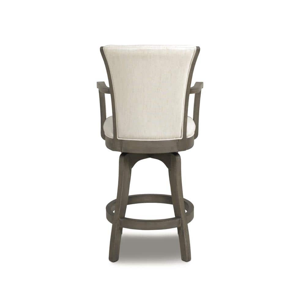 Williams Oak and Leather Swivel Bar Stool in Natural White