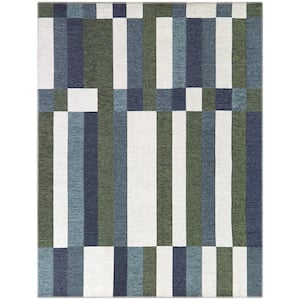 Huberto Blue 5 ft. x 7 ft. Stripe Area Rug