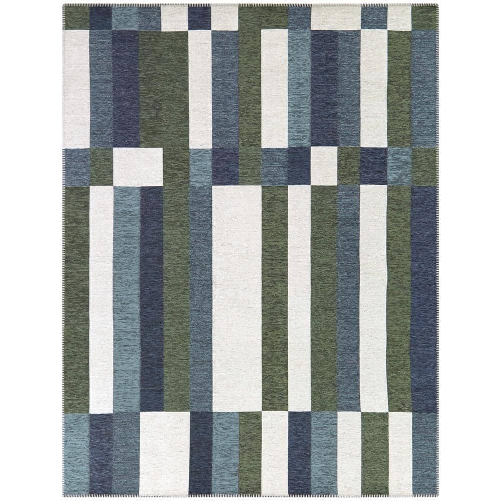 Huberto Blue 8 ft. x 10 ft. Stripe Area Rug price history on PriceWatchPro