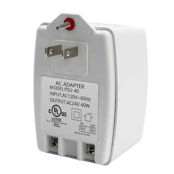 24V 40VA Plug-in Transformer Doorbell AC Power Supply Adapter with PTC Fuse for Ring Thermostat