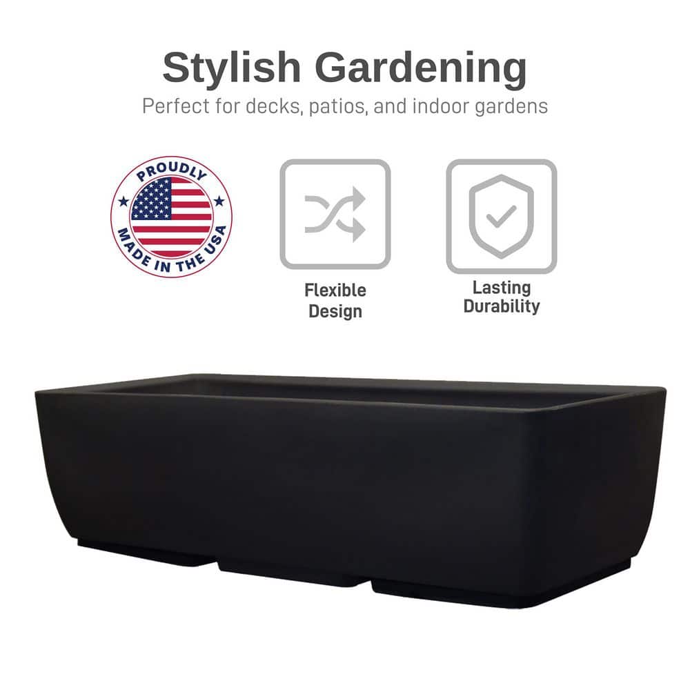 Black Rectangular Polyethylene Indoor/Outdoor Planter