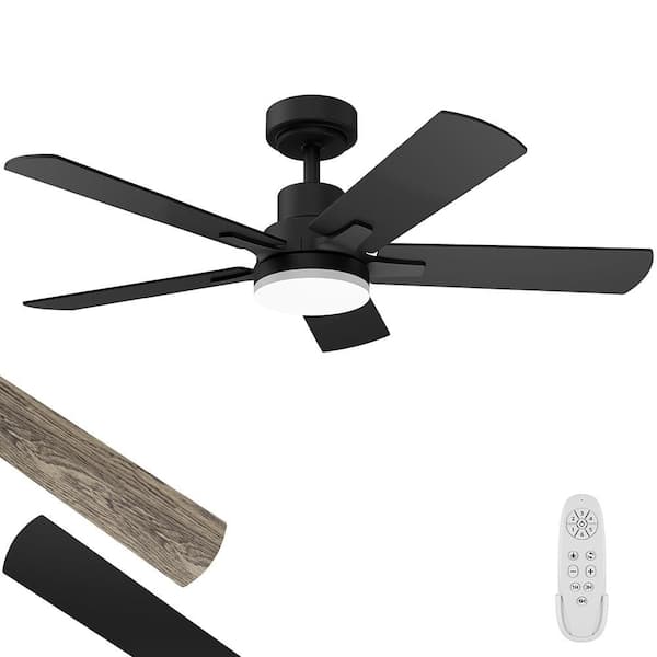 42 in. Indoor Black Downrod Mount Standard Ceiling Fan with Integrated LED Light and Remote Control