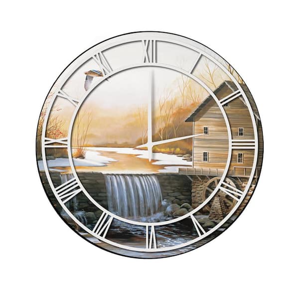 Unbranded "The Old Mill" Full Coverage Art and White Numbers Imaged Wall Clock