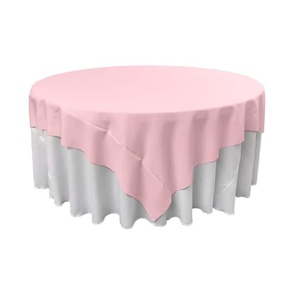 LA Linen 90 in. x 90 in. Light Pink Polyester Poplin Square Tablecloth