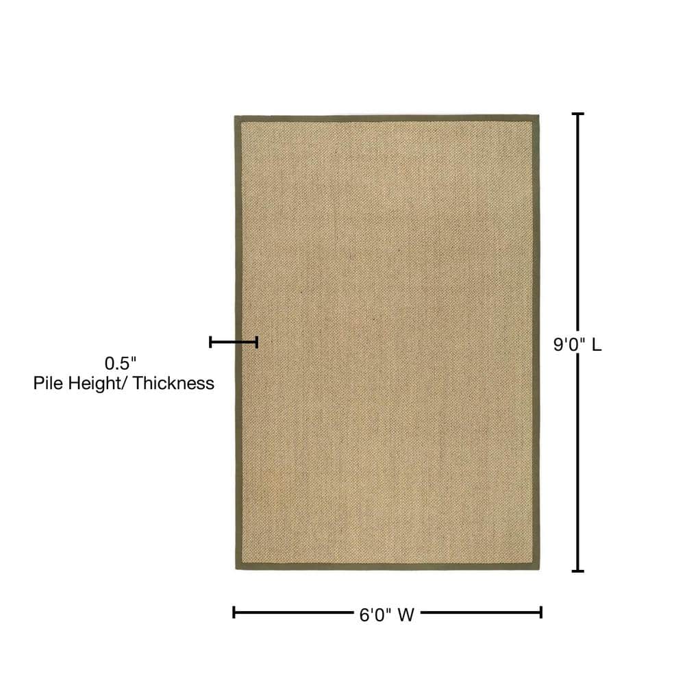 Natural Green 6' x 9' Cotton Braided Area Rug