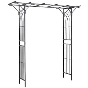 82 .75 in. x 77.25 in. Metal Garden Trellis Arch with Durable Steel Tubing & Elegant Scrollwork, Perfect for Weddings