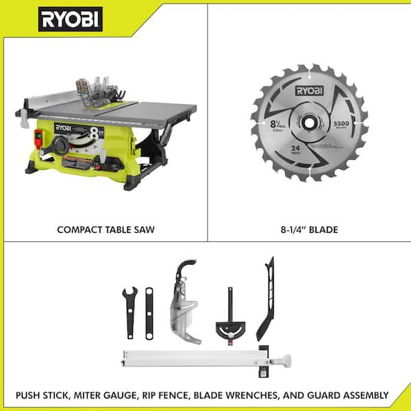 13 Amp 8-1/4 in. Compact Portable Corded Jobsite Table Saw (No Stand)