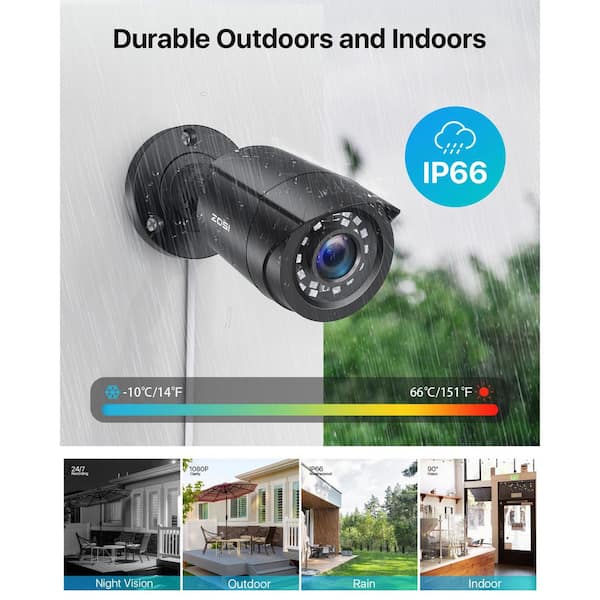 ZOSI 2MP CCTV Hardwired Outdoor Security Camera Hybrid 4-in-1 TVI