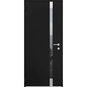 32 in. x 80 in. Left Hand/Outswing Tinted Glass Black Enamel Steel Prehung Front Door with Hardware