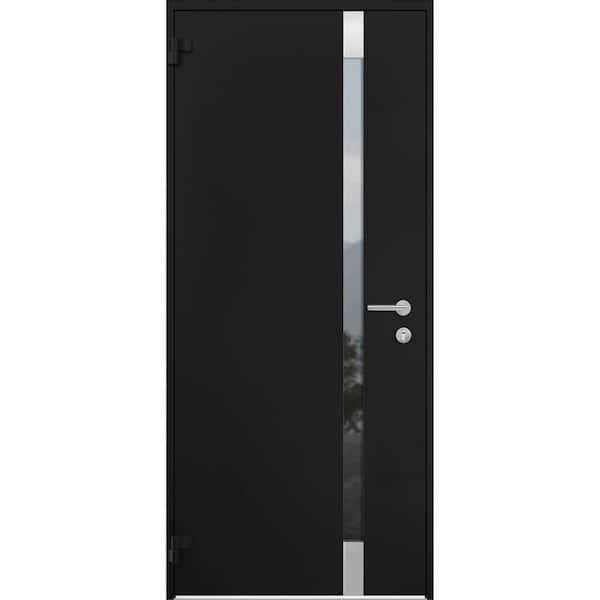 VDOMDOORS 32 in. x 80 in. Left Hand/Outswing Tinted Glass Black Enamel Steel Prehung Front Door with Hardware