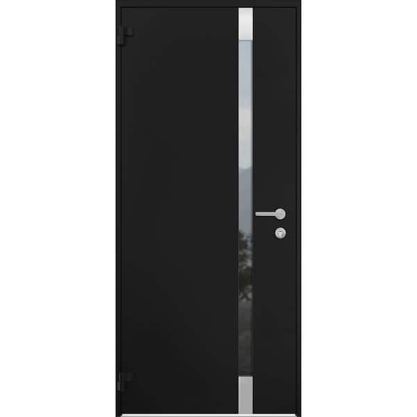 VDOMDOORS 36 in. x 80 in. Left Hand/Outswing Tinted Glass Black Enamel ...