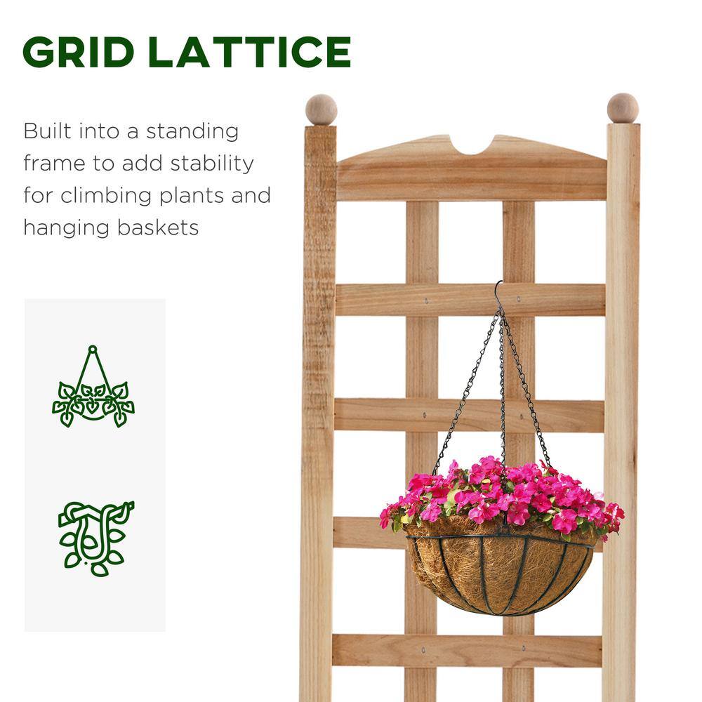 Natural Wood Raised Garden Bed with Trellis for Climbing Plants