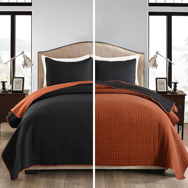 JML Black/Mochabisque Reversible King Quilt Set