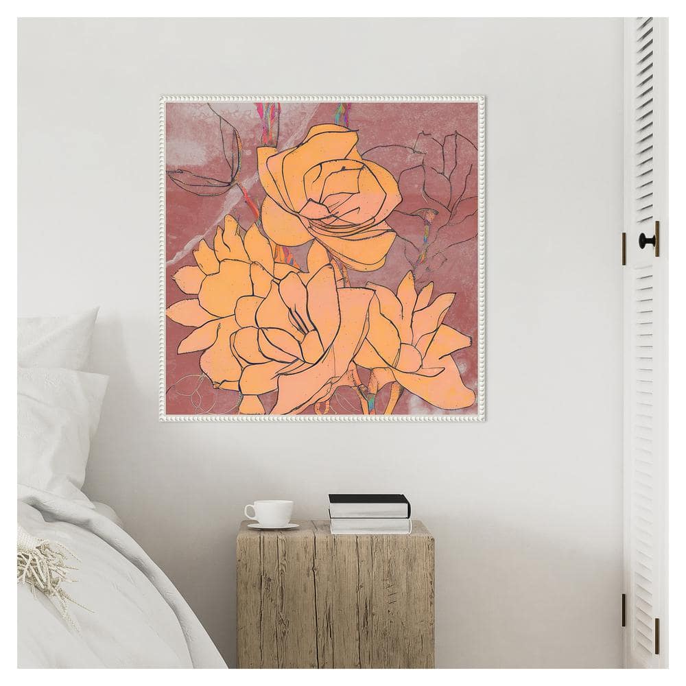 Abstract Pale Roses Canvas Print with White Floater Frame