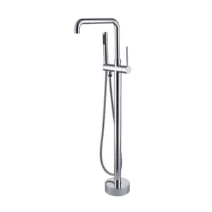 Bathroom Single-Handle Freestanding Tub Faucet with Hand Shower in Chrome