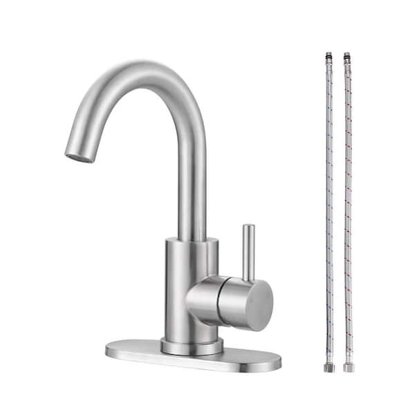 VEVETTA Single-Handle Bar Faucet with Deck Plate in Brushed Nickel