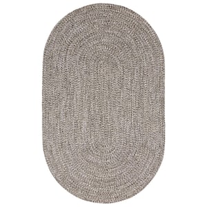 Braided Charcoal-White 3 ft. x 5 ft. Reversible Transitional Polypropylene Indoor/Outdoor Area Rug
