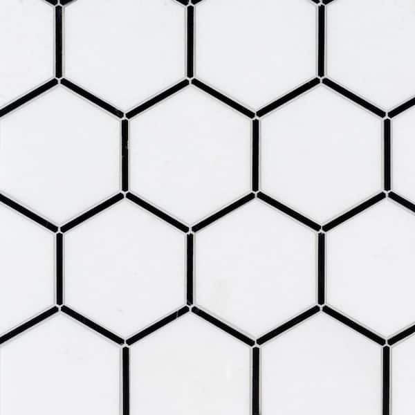 Jeffrey Court Crystallize Nero Marquina Black 8.5 in. x 14.875 in