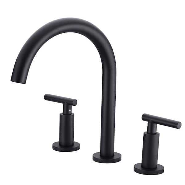 Unbranded 8 in. Widespread Double Handle Bathroom Faucet in Matte Black