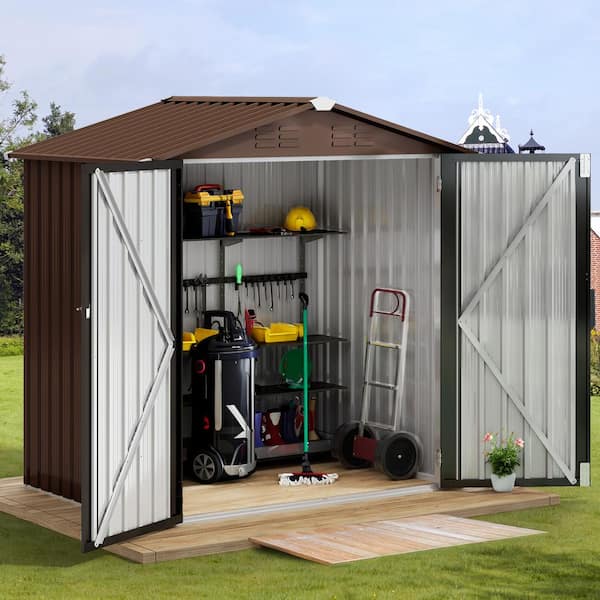 DEXTRUS Outdoor Storage Shed 6 ft. W x 4 ft. D, Heavy-Duty Metal Tool Sheds Storage House with Lockable Door (24 Sq. Ft.)
