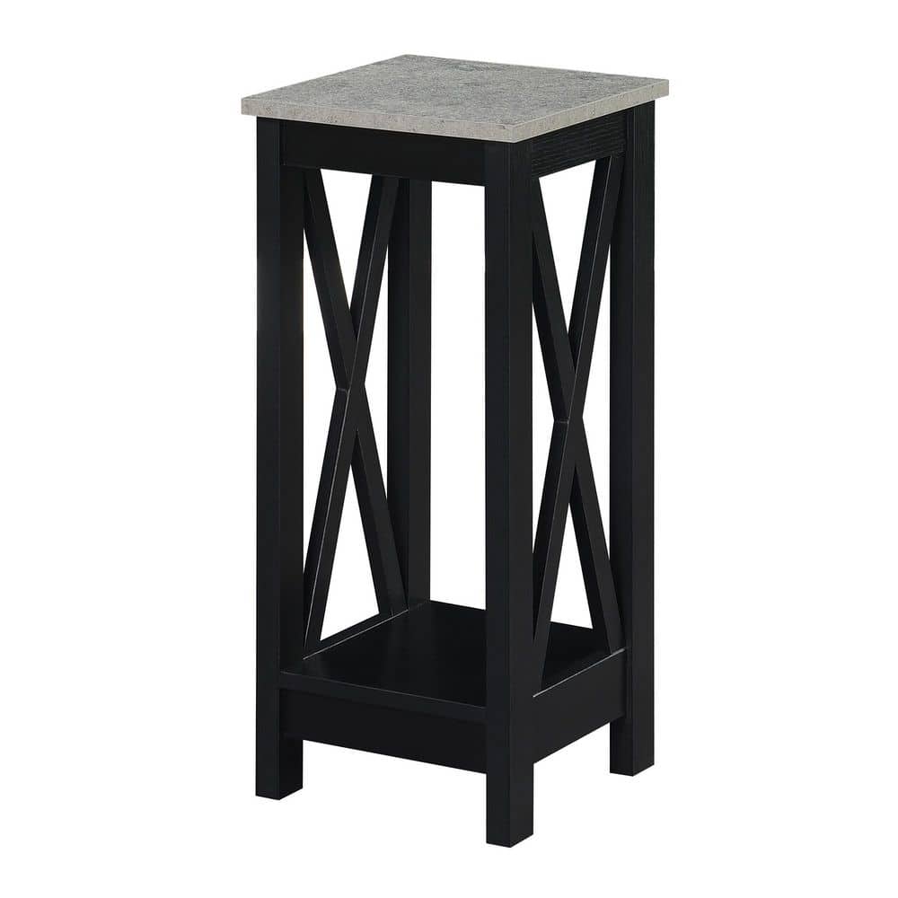 Oxford 26" Black and Cement MDF 2-Tier Plant Stand