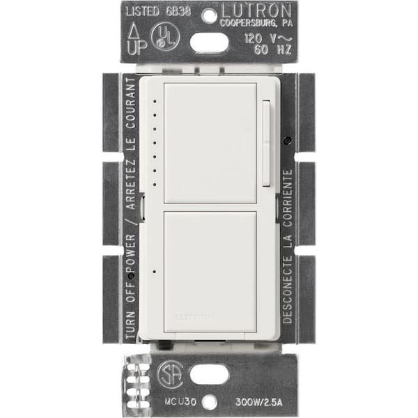 Lutron Maestro Dual Dimmer and Switch, For Incandescent Bulbs Only, 300-Watt/Single-Pole, White (MA-L3S25-WH)