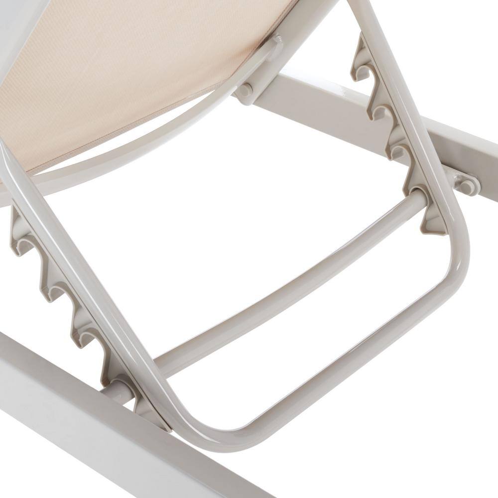Coastal Breeze Silver and Beige Armless Chaise Lounger with Cushions