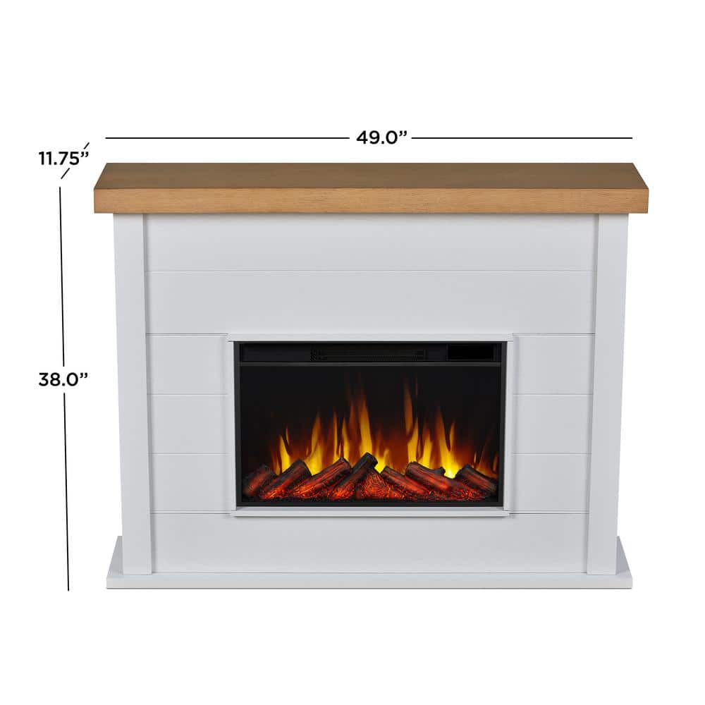Marshall 49" White Veneered MDF Electric Fireplace with Mantel