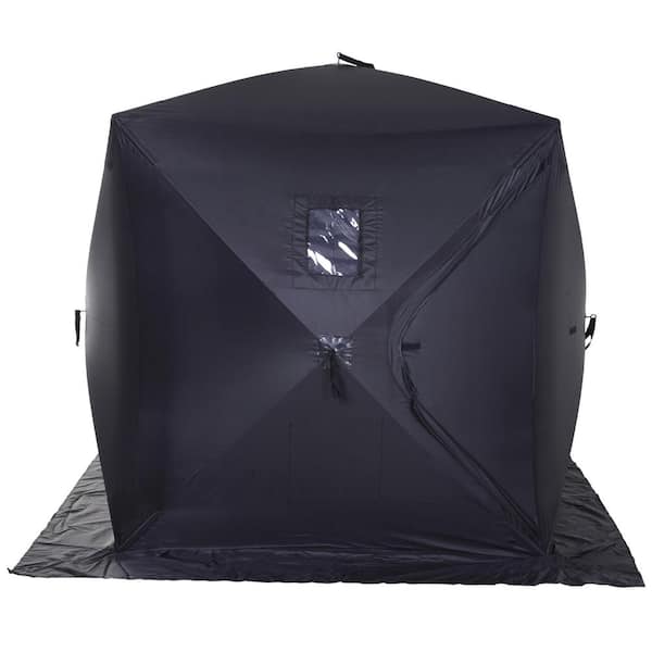 Outsunny Ice Fishing Shelter with Internal Storage Bag, Waterproof Portable  Pop Up Ice Tent for Outdoor Fishing, Black AB1-007BK - The Home Depot
