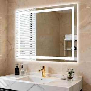 30 in. W x 40 in. H Frameless Rectangular Anti-Fog LED Adjustable Front And Backlit Bathroom Vanity Mirror Wall Mirror