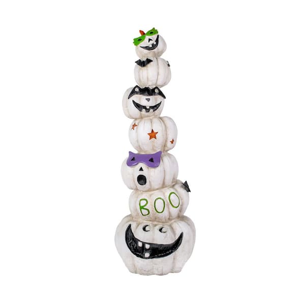 National Tree Company 47 in. Stacked White Halloween Jack-O-Lanterns