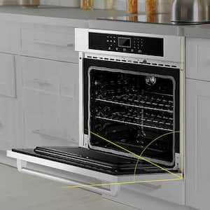 30 in. Single Electric Wall Oven with Convection Temperature Probe Self-Cleaning in Stainless Steel