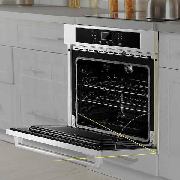 30 in. Single Electric Wall Oven with Convection Temperature Probe Self-Cleaning in Stainless Steel