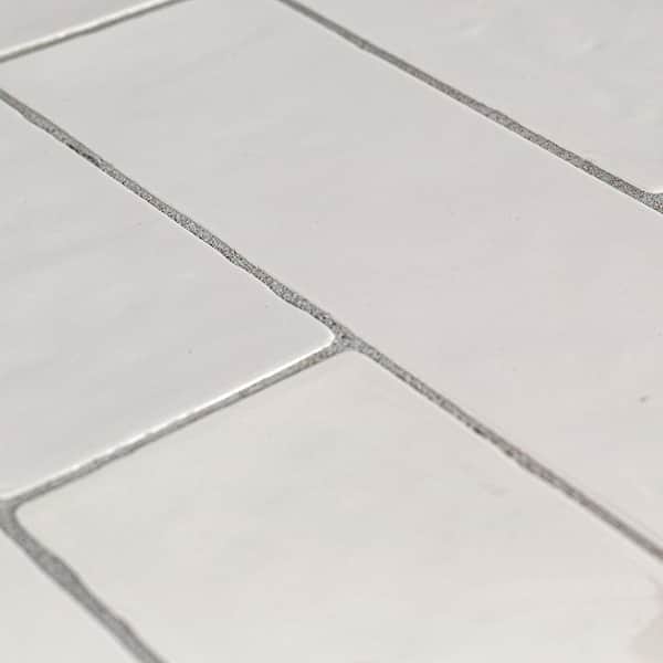 Jeffrey Court Cotton Blossom White 2 5 in x 9 75 in Glossy Textured