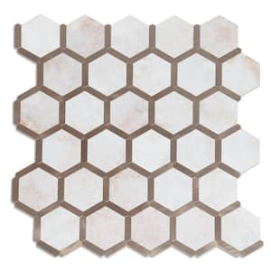 Hexagon Cloud with Gold 12 in. x 12 in. PVC Peel and Stick Backsplash Wall Tile (5 sq.ft./5-Sheets)