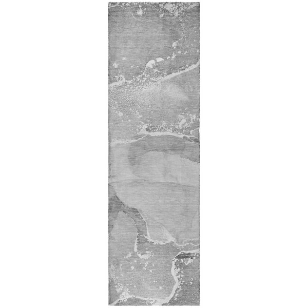 Dream Shag Premium Machine Washable Abstract ADS517 Gray 2 ft. x 7 ft. Runner Rug