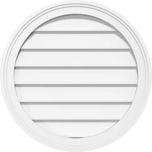 12 in. x 12 in. Round Surface Mount PVC Gable Vent: Decorative with Brickmould Frame