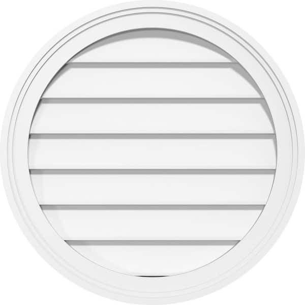 Ekena Millwork 16 in. x 16 in. Round Surface Mount PVC Gable Vent: Decorative with Brickmould Frame