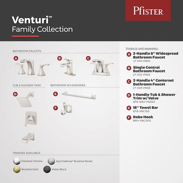 Pfister Venturi 4 in. Centerset 2-Handle Bathroom Faucet in Spot