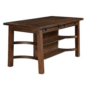 Creeke 67.75 in. Rectangle Rustic Oak Wood Counter Height Dining Table (Seats 8)